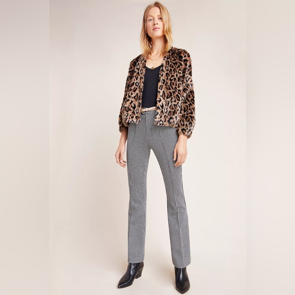 NWOT THE ESSENTIAL HOUNDSTOOTH BOOTCUT TROUSER BY ANTHROPOLOGIE SIZE 4